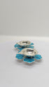 Pure Silver Fancy Diya Flower Pattern Blue 26.83g